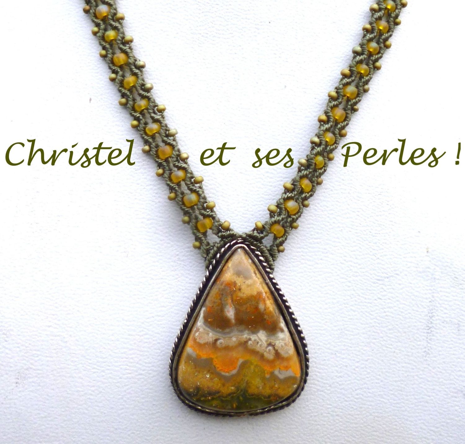 Collier macramé et Jaspe bourdon (Bumblebee)