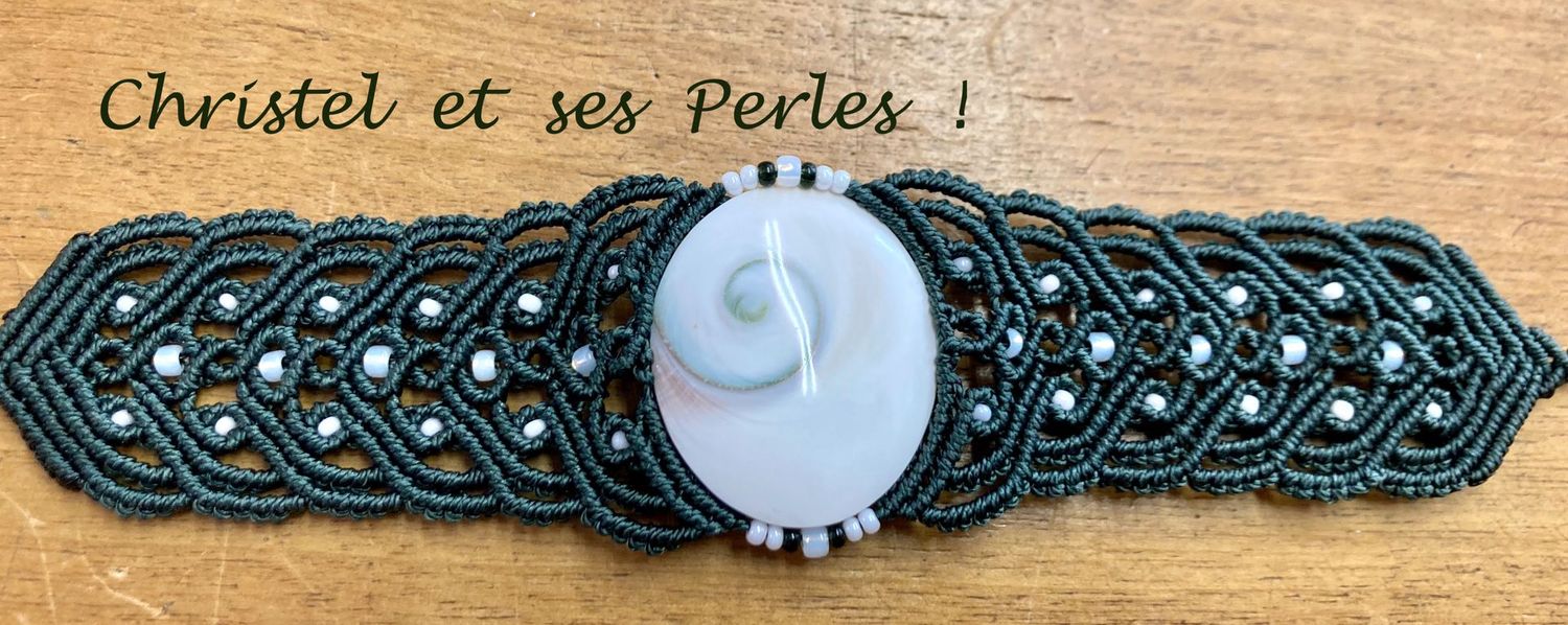 Bracelet macramé baroque et Oeil de Sainte Lucie