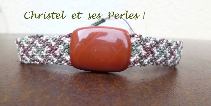 Bracelet macramé mixte et jaspe rouge