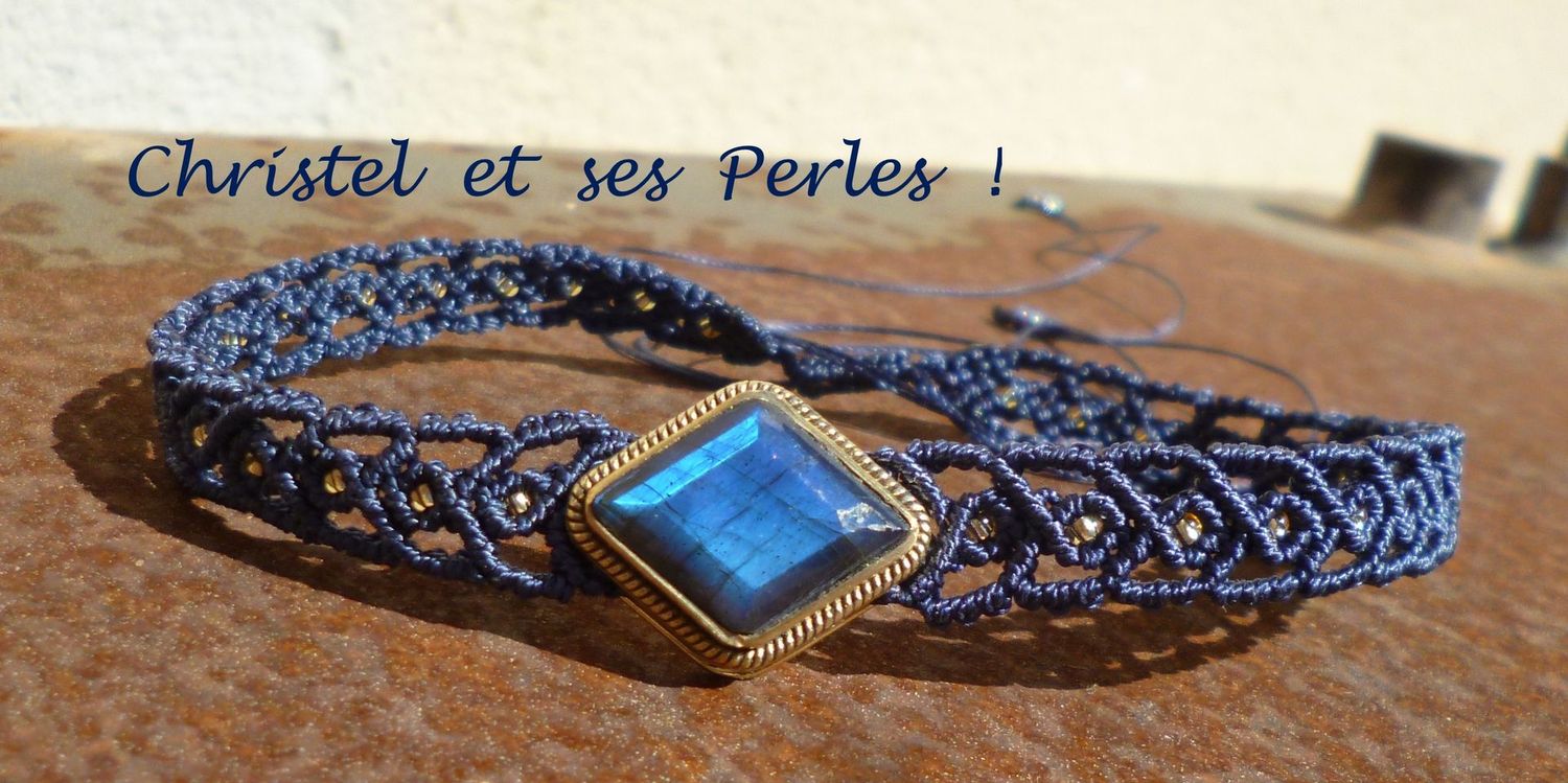 Collier ras de cou Labradorite bleue