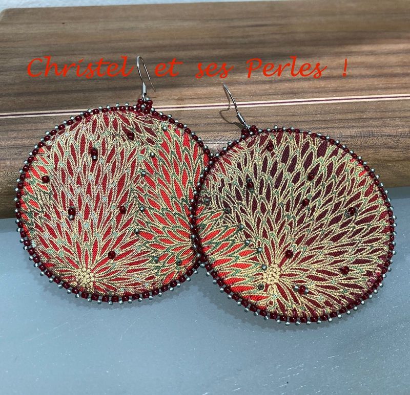 Boucles d'oreilles brodées tissu ethnique, taille XL