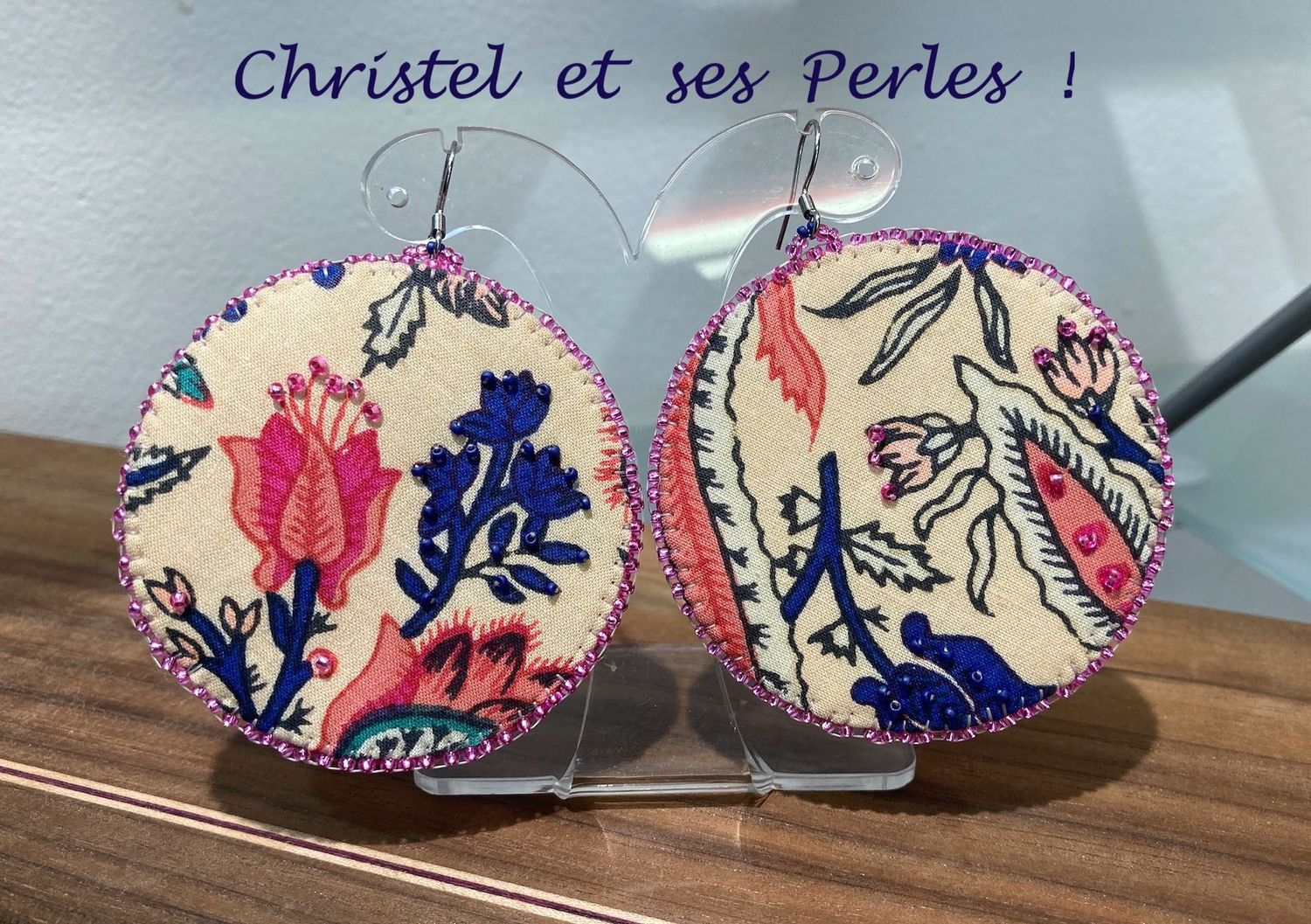 Boucles d'oreilles brodées tissu ethnique, taille XL