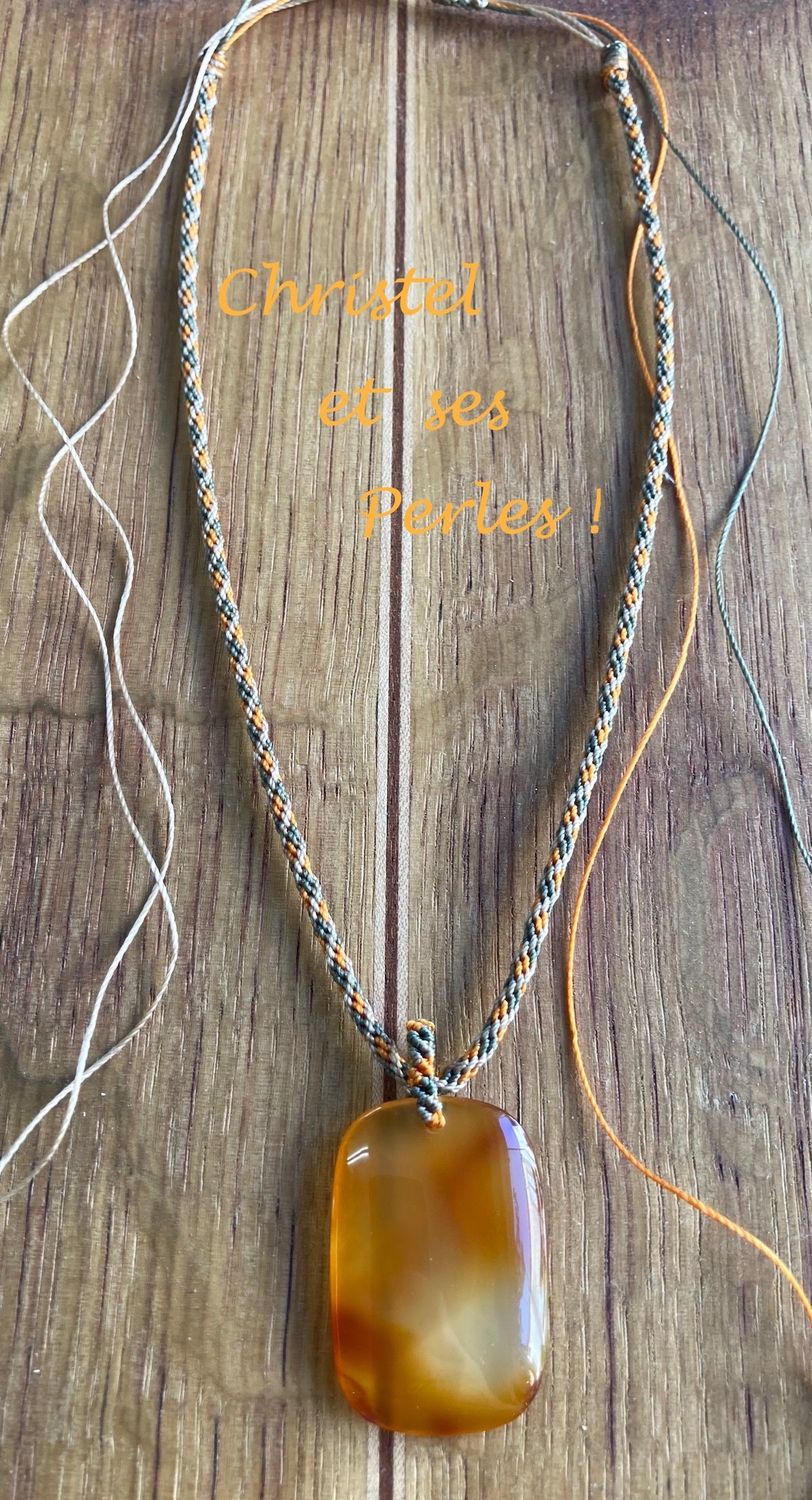 Pendentif Cornaline, collier mixte (homme/femme)