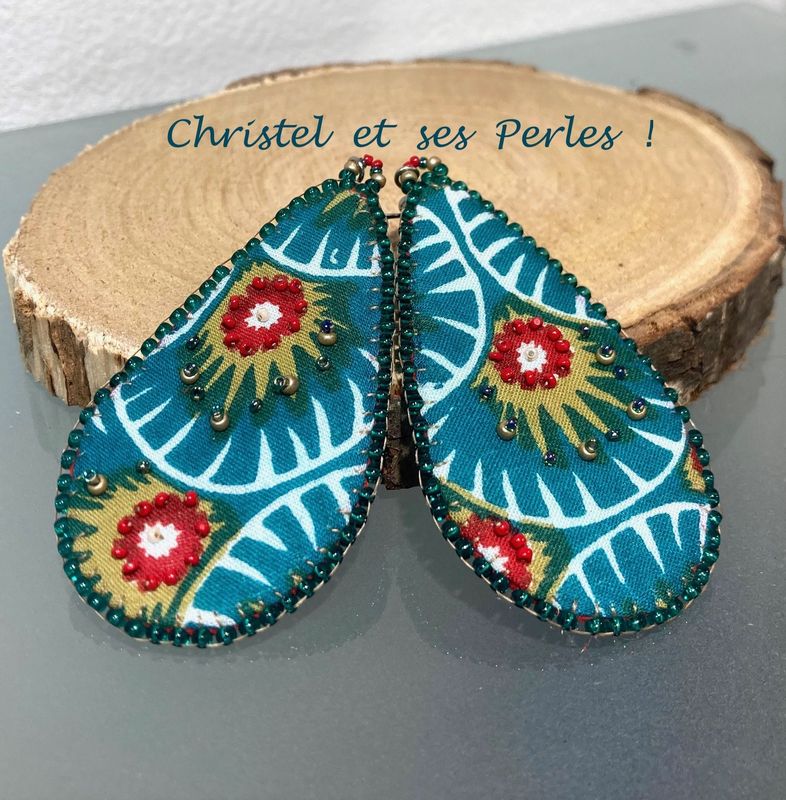 Boucles d'oreilles gouttes tissu Etnik