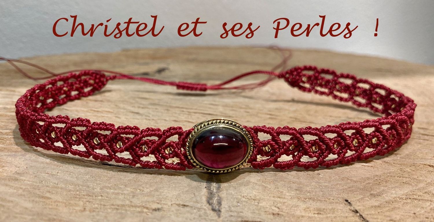 Collier ras de cou - Chocker - Grenat serti