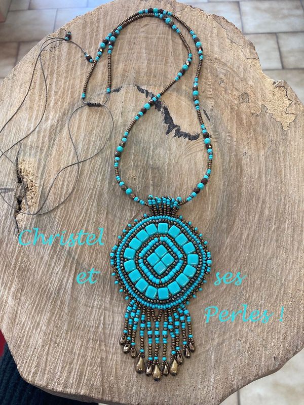 Collier perles Tila turquoise