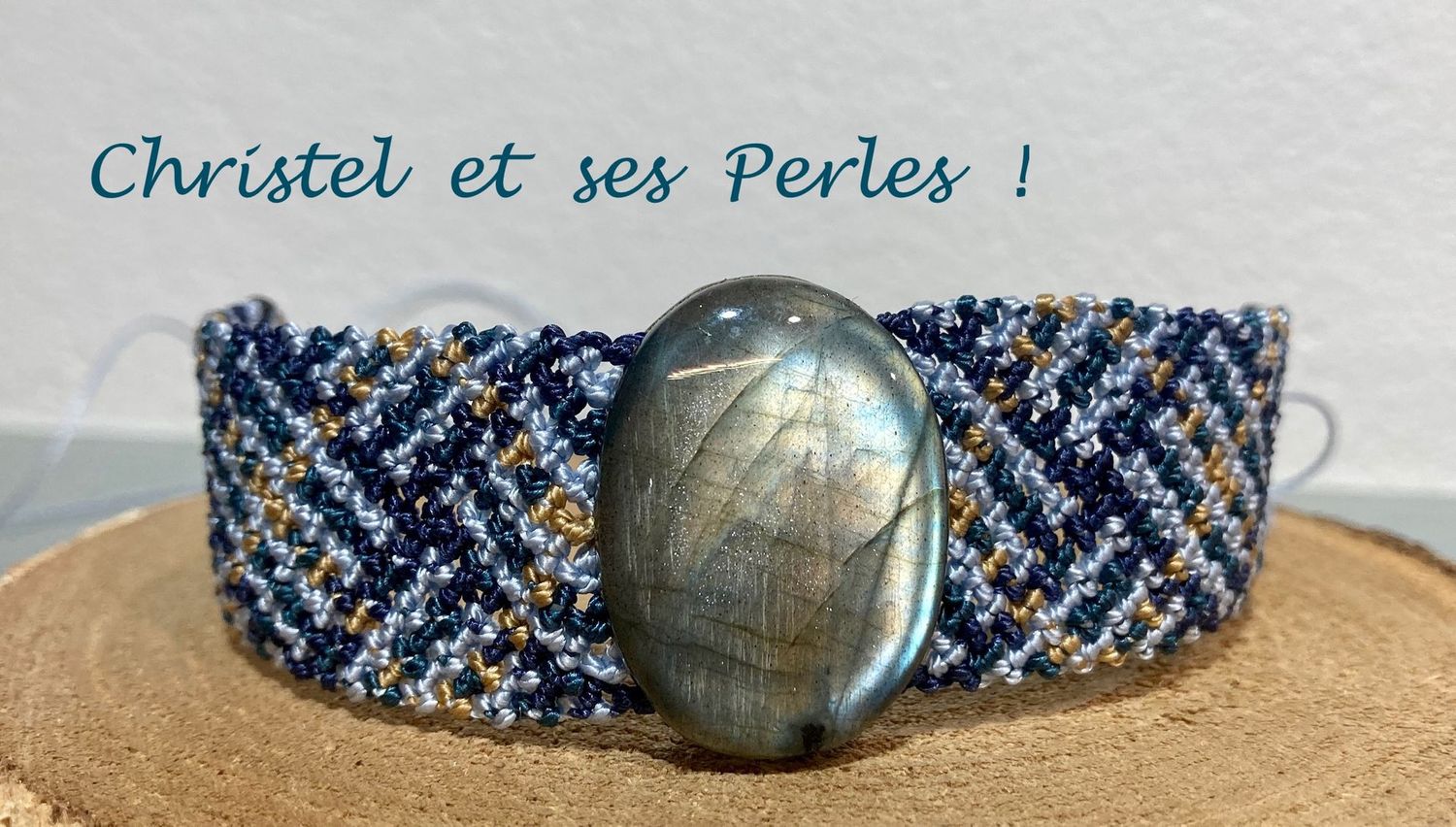 Bracelet macramé mixte et Labradorite bleue