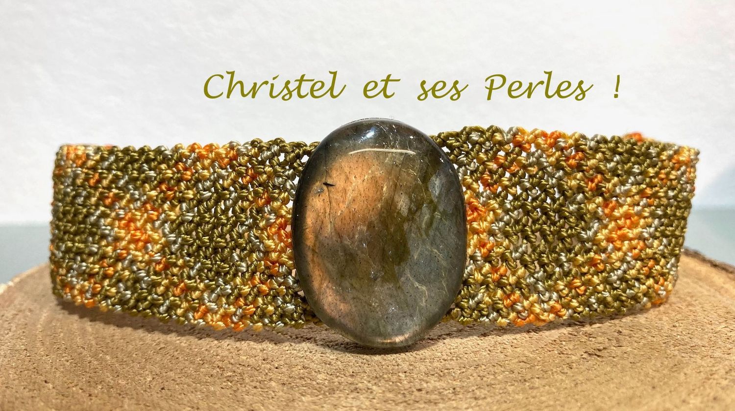 Bracelet macramé mixte et Labradorite orangé