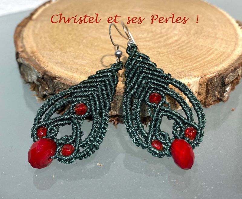 Boucles d'oreilles macramé bicolores