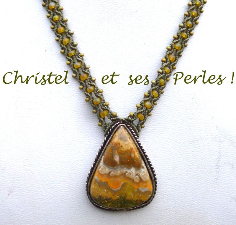 Collier macramé et Jaspe bourdon (Bumblebee)