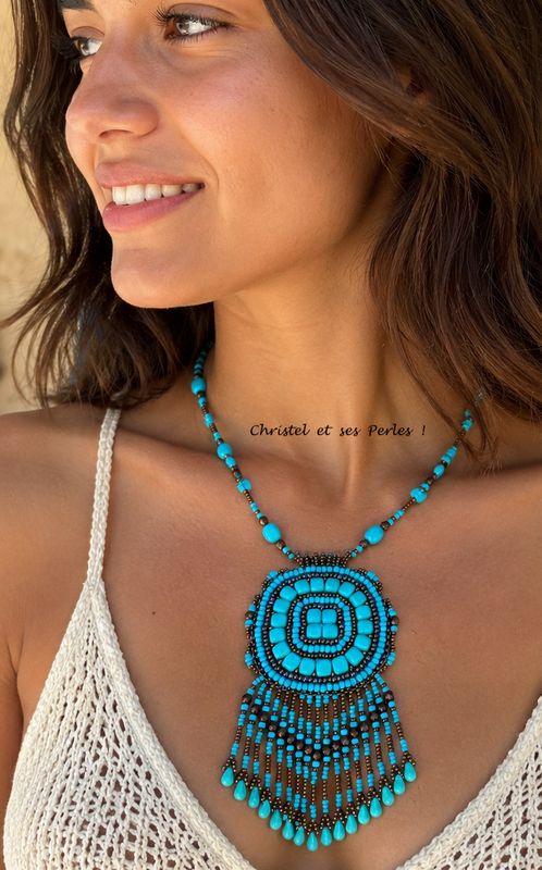 Collier perles Tila turquoise