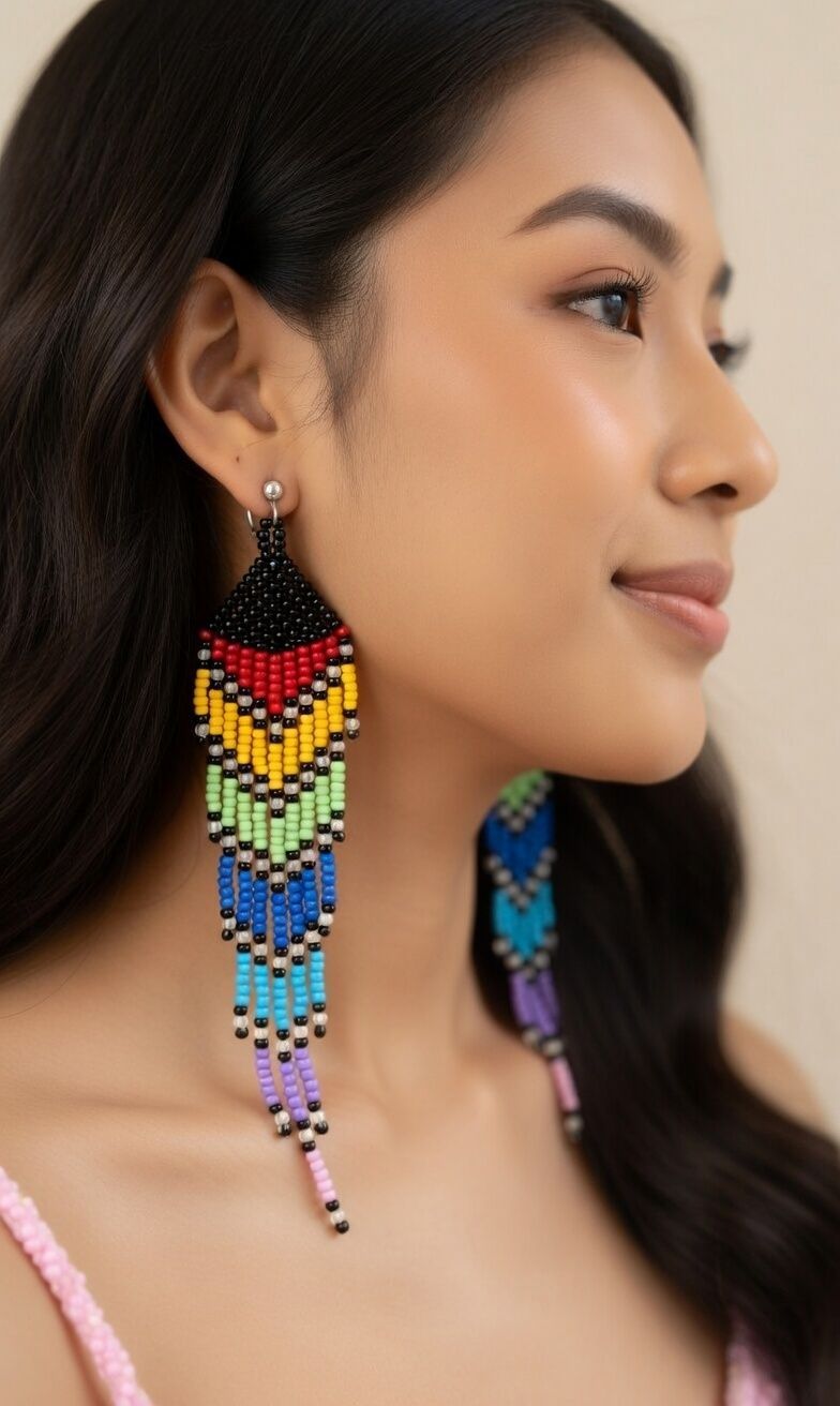 Boucles d'oreilles Arc en ciel multicolores en perles