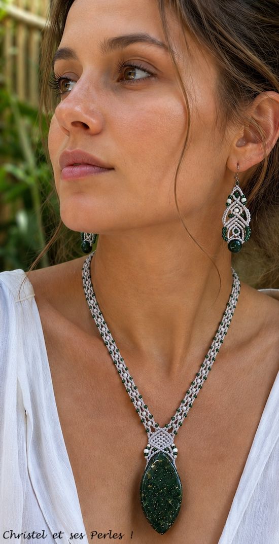 Parure Jaspe vert et gris Parure Jaspe vert et gris