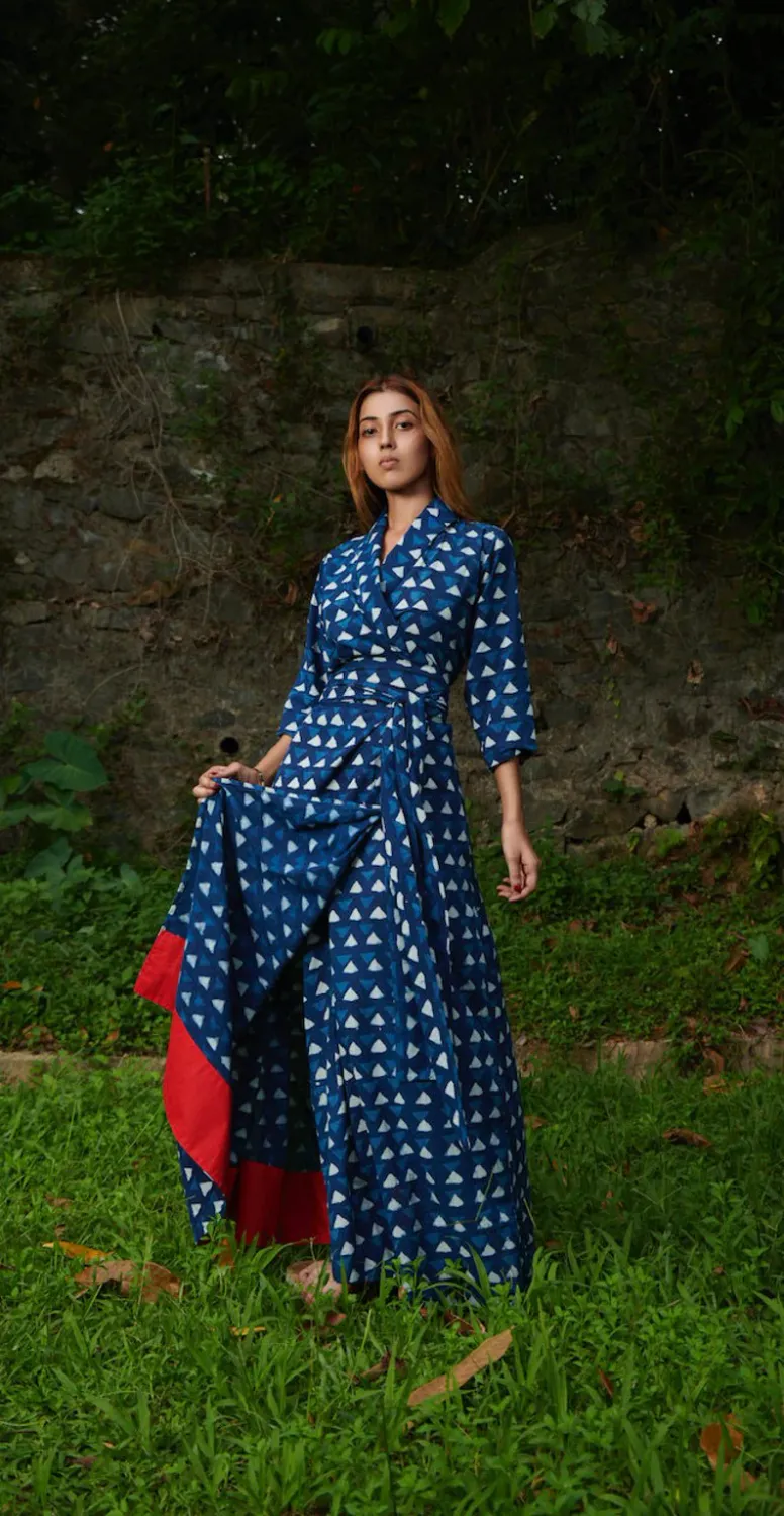 Indigo Wrap Maxi Dress
