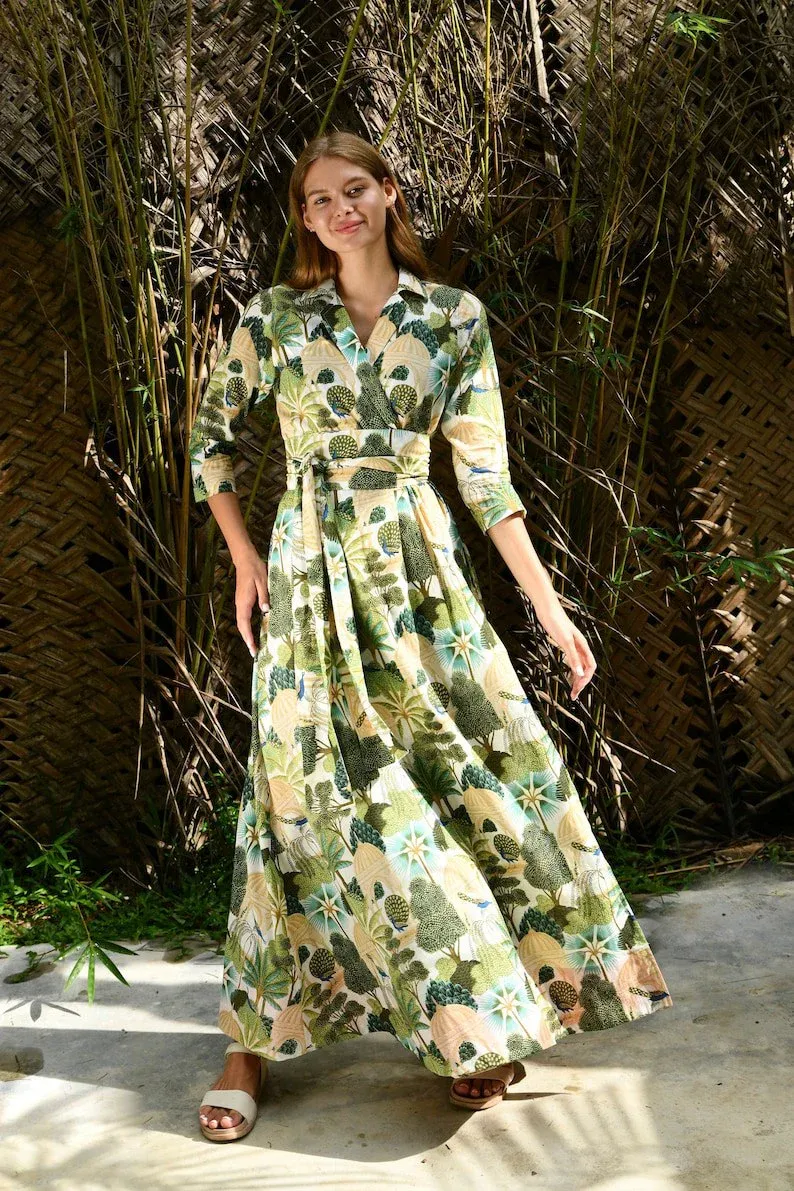 Printed Wrap Maxi Dress