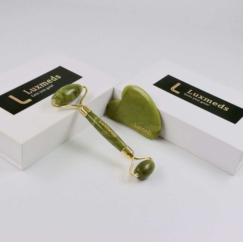 Luxmeds Original Jade Gua Sha and Roller Set Luxmeds Original Jade Gua Sha and Roller Set