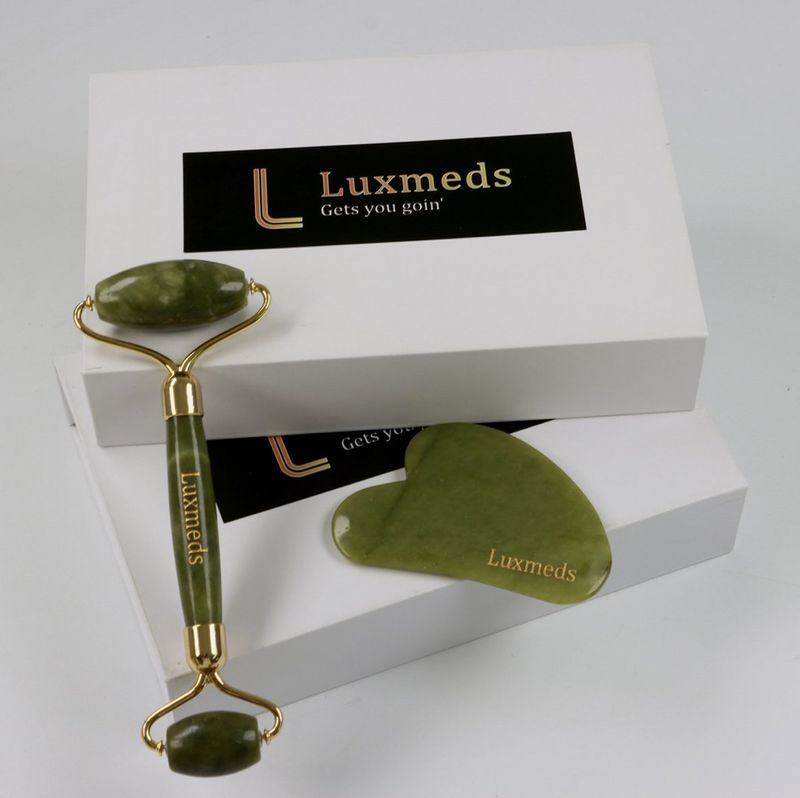 Luxmeds Original Jade Gua Sha and Roller Set
