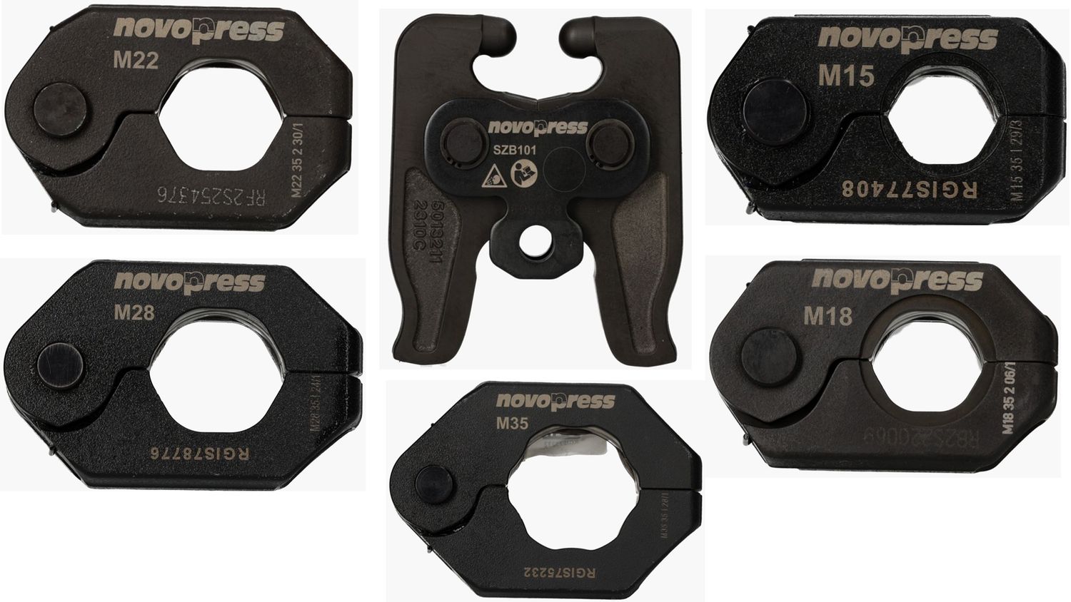 Zestaw obrotowe/wychylne pierścienie zaciskowe NOVOPRESS + adapter: SPR M15/M18/M22/M28/M35 SZB101 + walizka