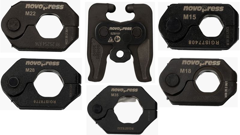 Zestaw obrotowe/wychylne pierścienie zaciskowe NOVOPRESS + adapter: SPR M15/M18/M22/M28/M35 SZB101 + walizka