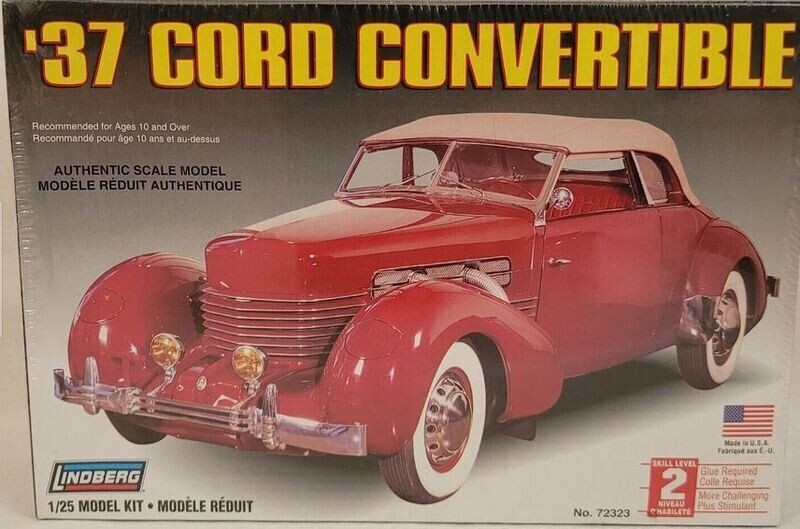 Lindberg 1937 CORD CONVERTIBLE Model Kit No. 72323 1/25 Scale (NEW) (Sealed)