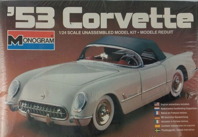 Vintage 1982 Monogram 2291 '53 Corvette 1/24 Scale Plastic Model Kit #2