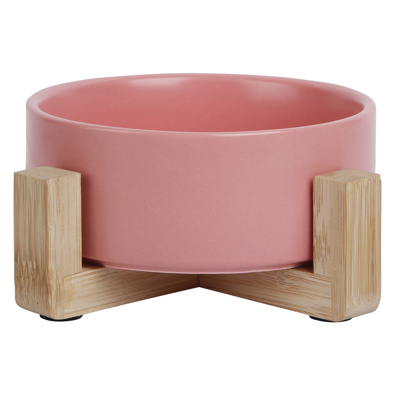 JV BON APPETIT - Keramische Voerbak Bamboe Stand - Roze