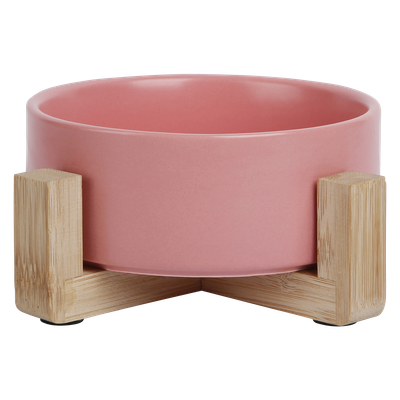 JV BON APPETIT - Keramische Voerbak Bamboe Stand - Roze