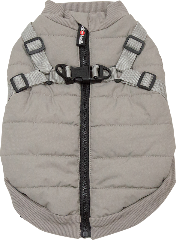JV Dogwalk - Puffer Jas - Met Harnas - Licht Grijs