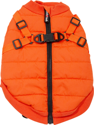 JV Dogwalk - Puffer Jas - Met Harnas - Oranje