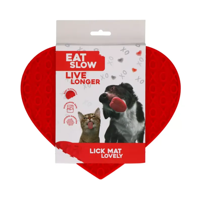 Eat Slow Live Longer - Lick Mat Lovely Heart Rood