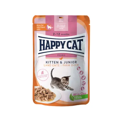 Meat - Happy Cat - Kitten &amp; Junior - Land Ente - 85g