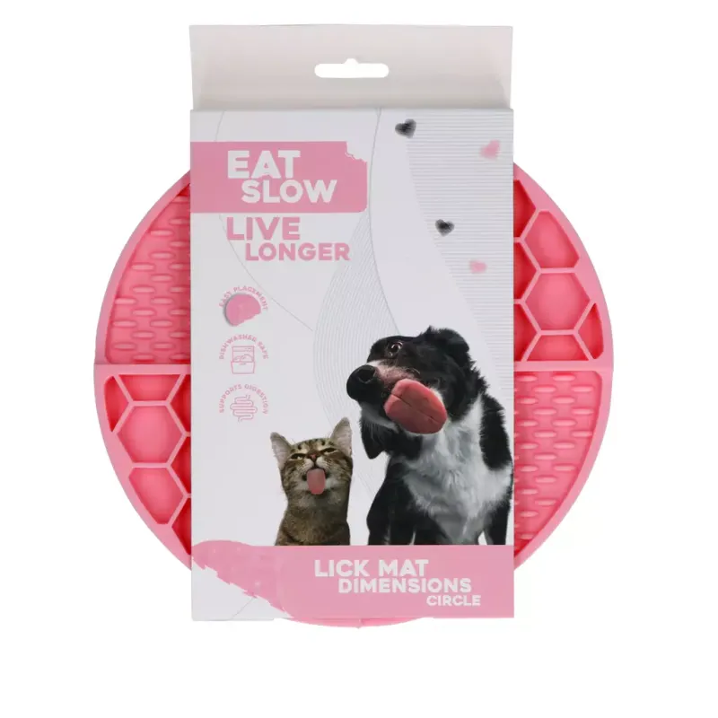 Eat Slow Live Longer - Lick Mat - Dimensions Circle Eat Slow Live Longer - Lick Mat - Dimensions Circle