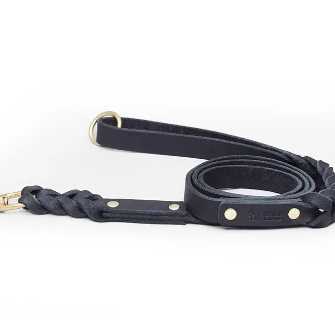 Ammi for dogs - Gevlochten echte leren riem met polsband Ammi for dogs - Gevlochten echte leren riem met polsband