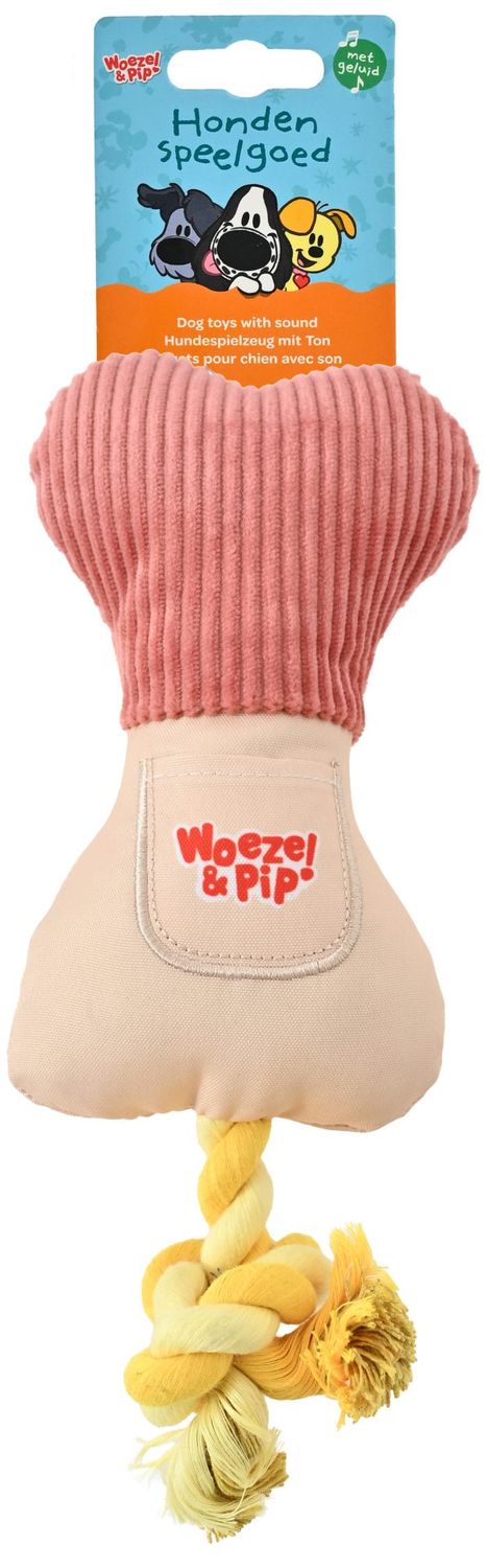 Woezel &amp; Pip  - snackbot + touw + piep  - Roze  - 20cm