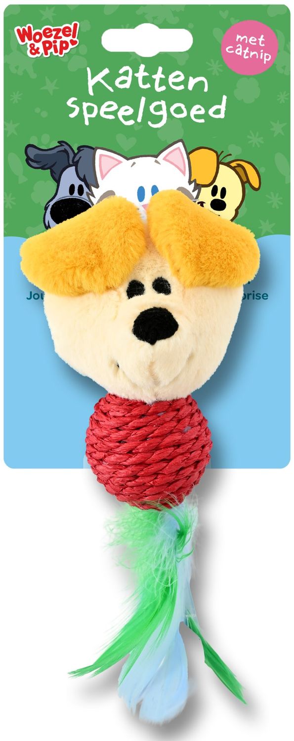 Woezel &amp; Pip - Pip - Speelbal + veren + catnip + ritsel - 23cm