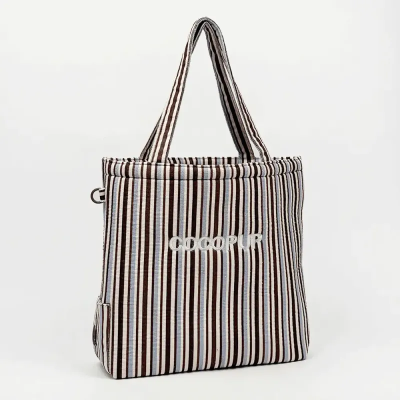 Cocopup - Tote Bag - bruine en blauwe strepen