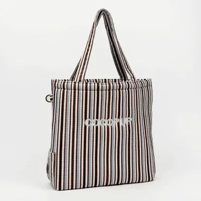 Cocopup - Tote Bag - bruine en blauwe strepen Cocopup - Tote Bag - bruine en blauwe strepen