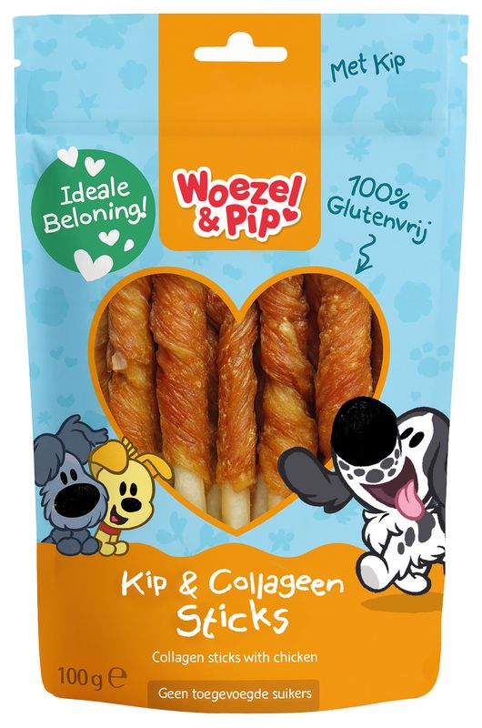Woezel &amp; Pip - collageen sticks - 100 gram