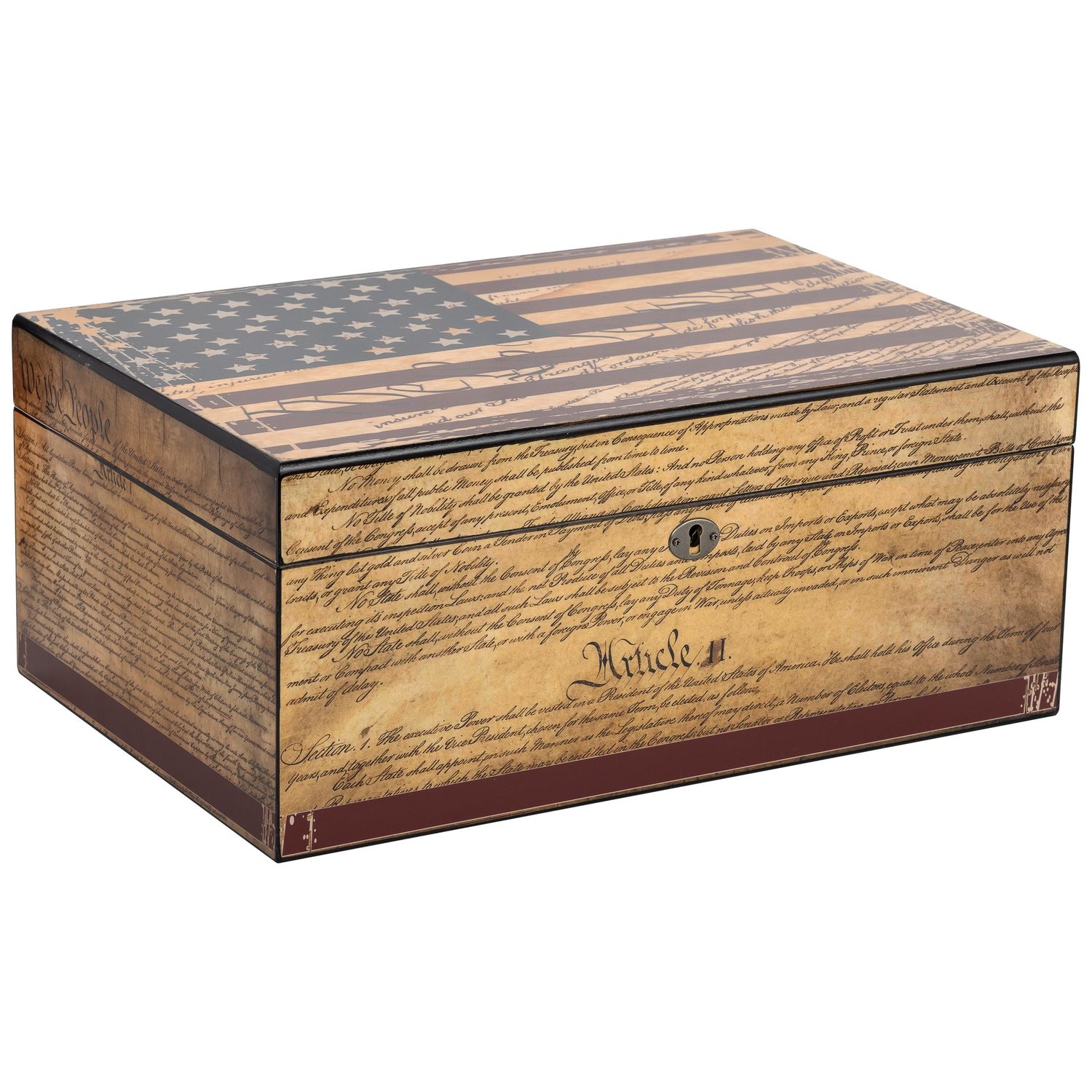 Constitution Humidor – Full Color American Theme – 60 to 105 Cigar Capacity