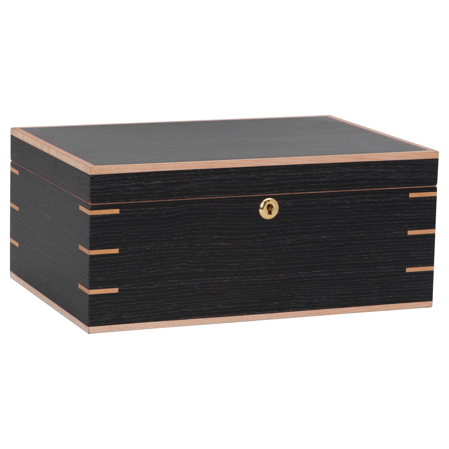 Messenia Humidor – Gray Oak with Maple Inlay – 45 to 75 Cigar Capacity