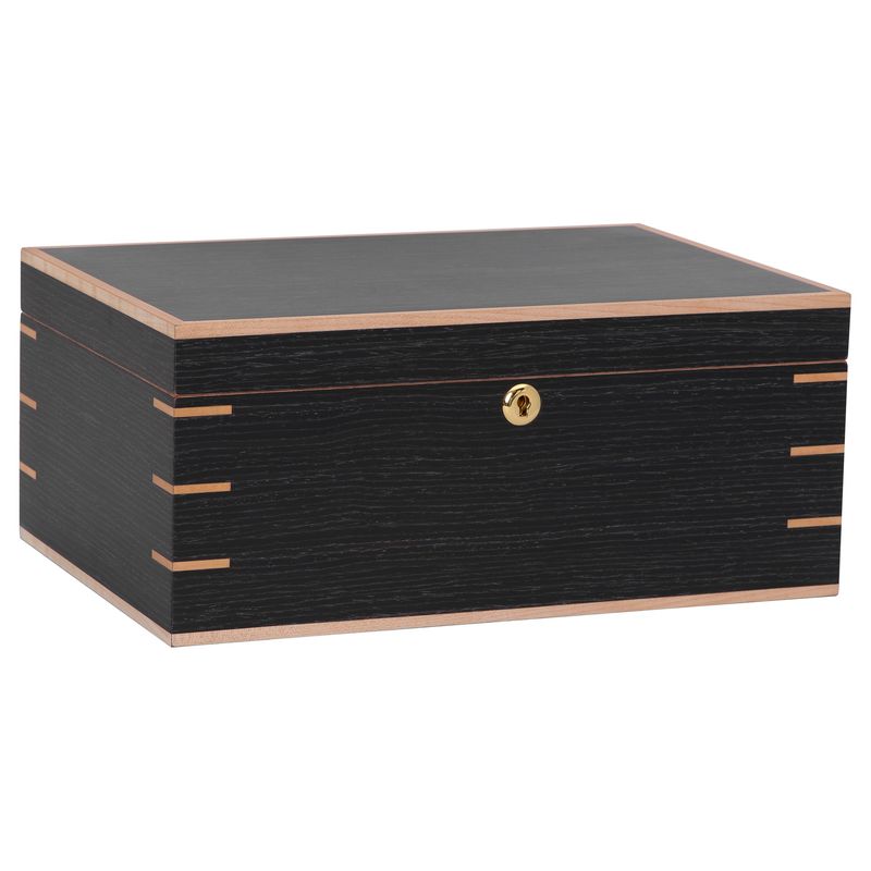 Messenia Humidor – Gray Oak with Maple Inlay – 45 to 75 Cigar Capacity