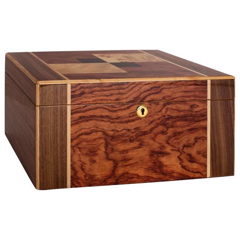 Amarone Humidor – 40 to 75 Cigar Capacity – Bubinga &amp; Mappa Burl Veneer