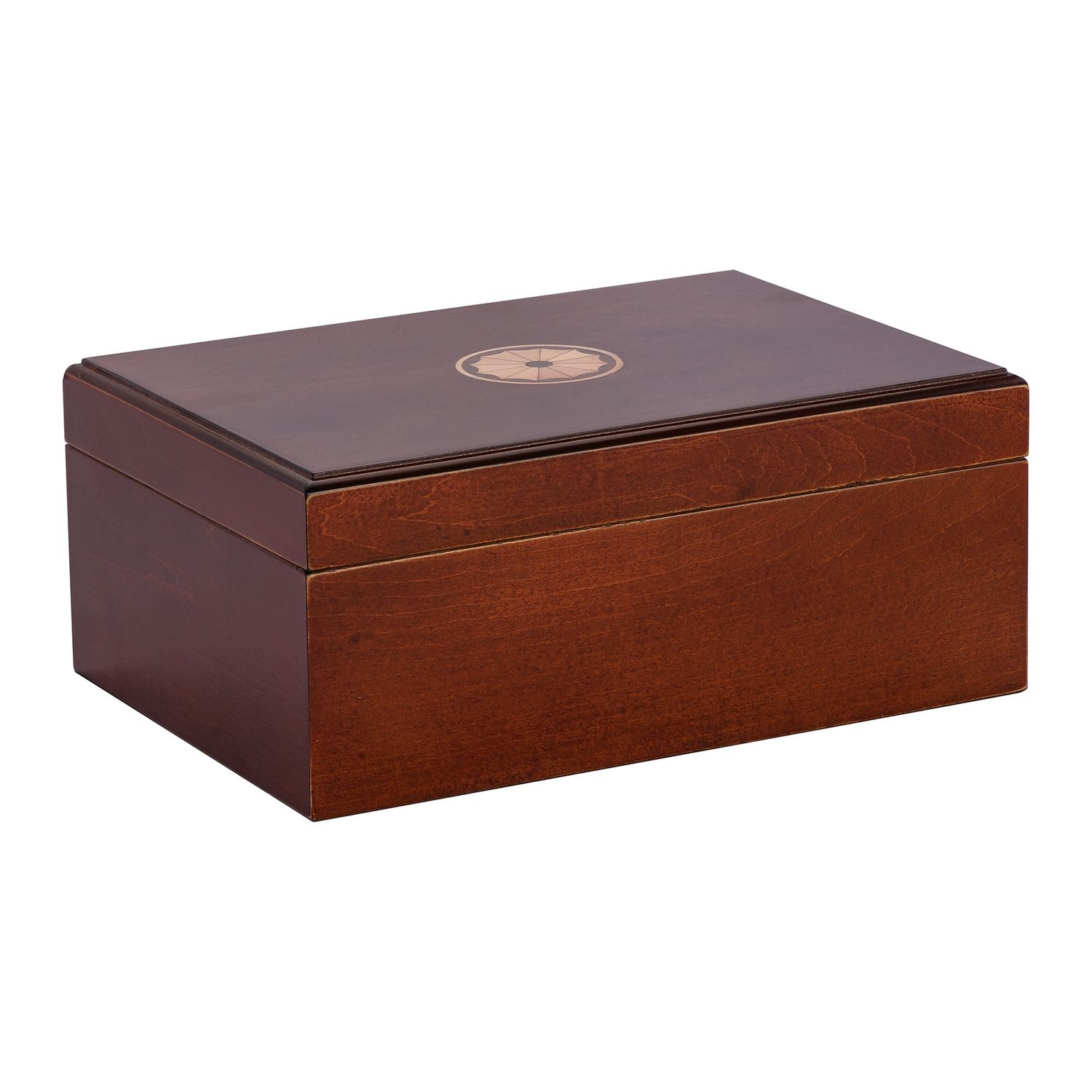 Sao Paolo Humidor – 70 to 120 Cigar Capacity – Mahogany with Wooden Cameo Inlay
