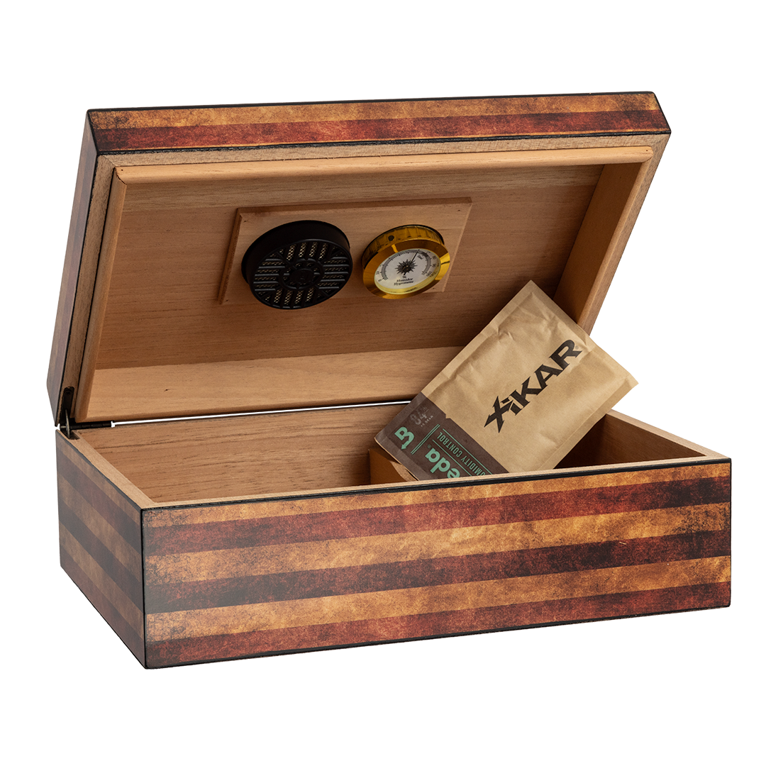 Old Glory Small Humidor – 40 to 70 Cigar Capacity – Full Color Finish