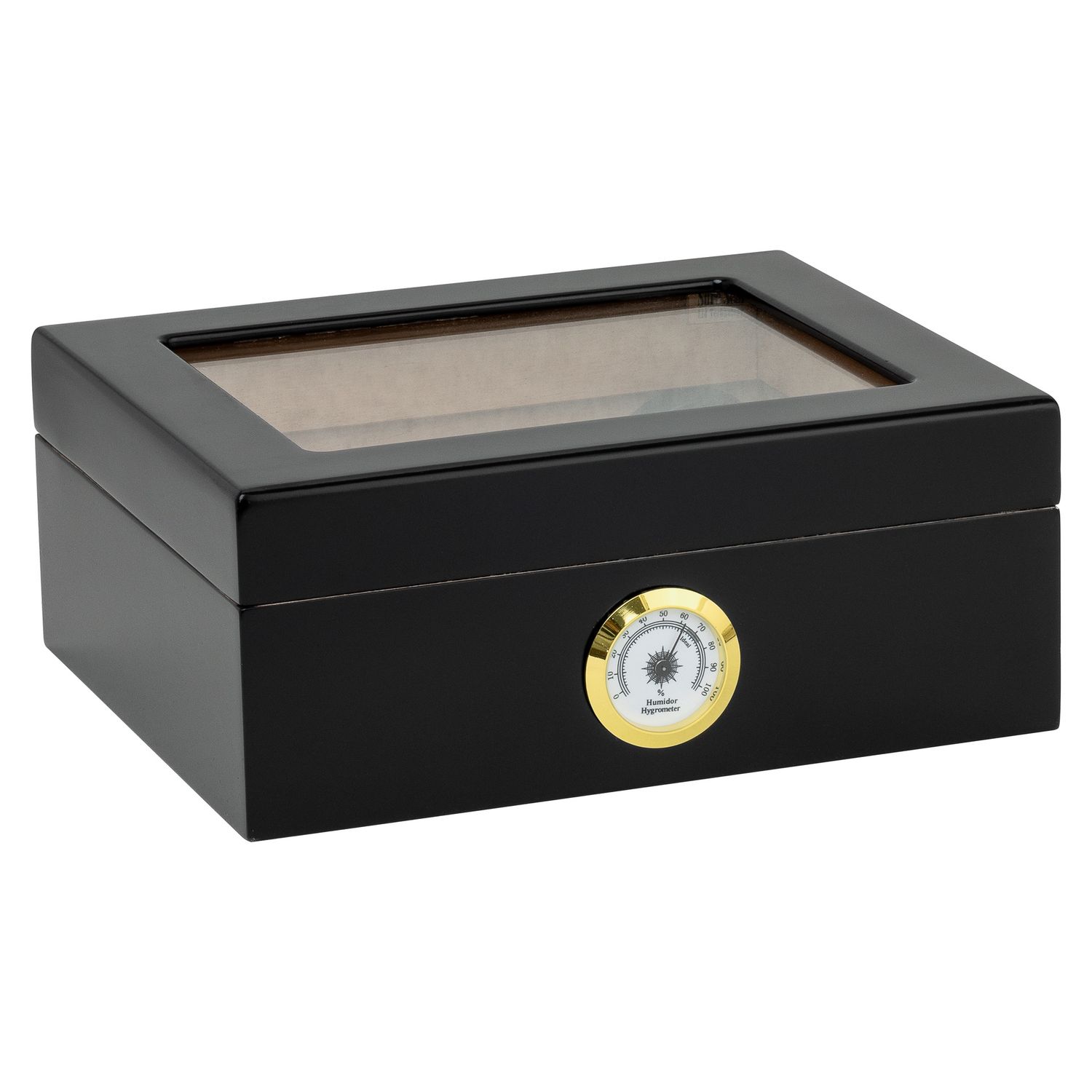 Capri Glasstop – High Gloss Blue – 30 to 55 Cigar Capacity, Colour: Black