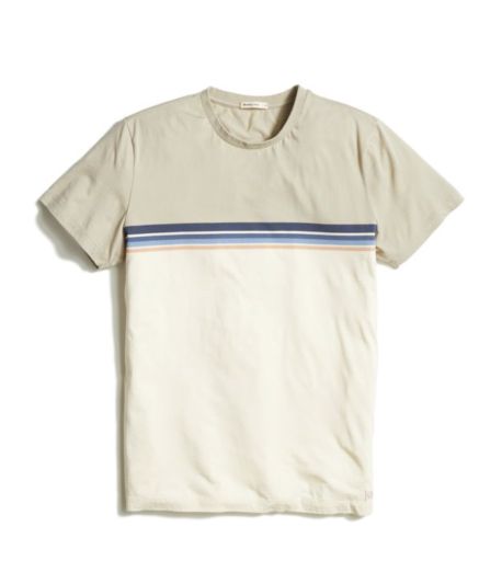 Signature Crew Stripe Tee, Colour: abbey stone colorblock, Season: Fall 2024, Size: Medium