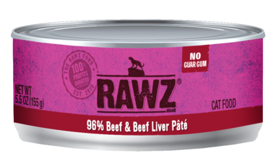 RAWZ 96% Meat Gum Free Pâté Cans - for Cats - 5.5oz