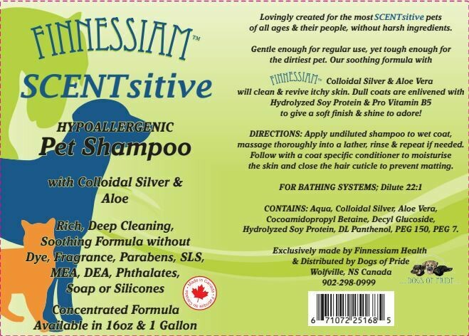 Finnessiam SCENTsitive - Colloidal Silver &amp; Aloe, SLS Free, Hypoallergenic Shampoo. Dilutes 22:1