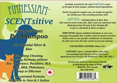 Finnessiam SCENTsitive - Colloidal Silver &amp; Aloe, SLS Free, Hypoallergenic Shampoo. Dilutes 22:1
