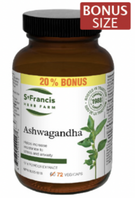 Ashwagandha - BONUS SIZE =72 Capsules for price of 60